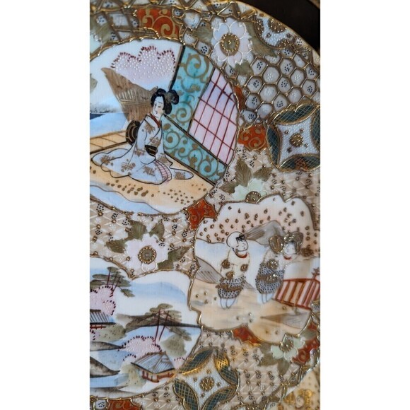 6 Vintage Hand Painted Gold Trim  Japanese Plate - Picture 10 of 16